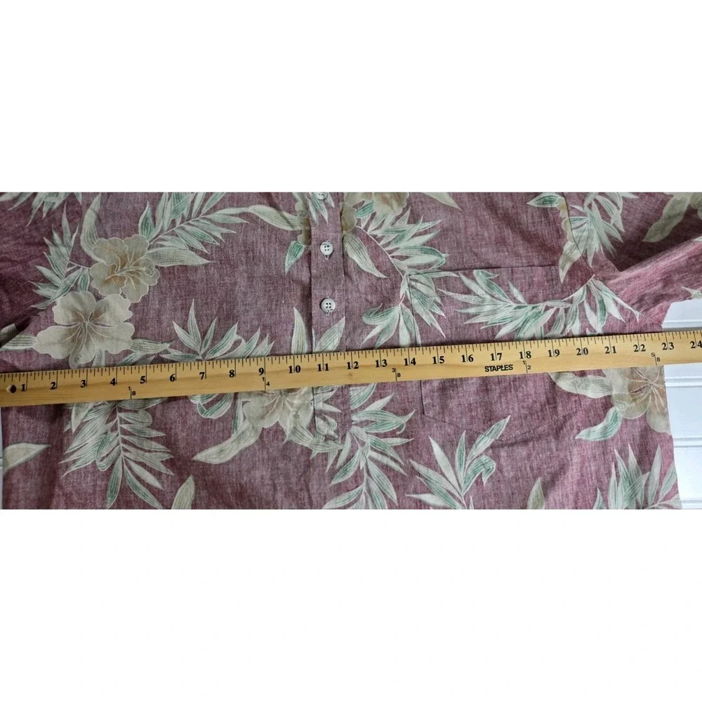 Cooke Street Honolulu Mens Aloha Shirt red Green Tropical Floral Cotton Medium